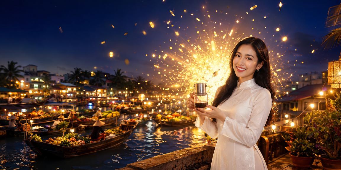 Cảnh quán cà phê tại Cần Thơ với người dùng tham gia cá cược trực tuyến trên điện thoại